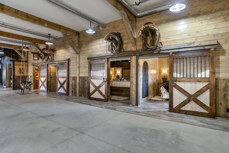 Barn house for sale in Nebraska has horse stalls for bedrooms - Curbed Tractor Seat Bar Stools, Custom Sliding Doors, Barndominium Ideas With Shop, Horse Stalls, Bedroom Photos, Barn Style House, Post And Beam, Horse Barns, Horse Barn