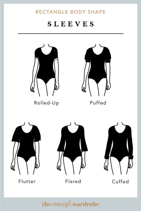 The Concept Wardrobe Rectangle Body Shape, Style For Rectangular Body Shape, Rectangle Body Shape Sleeves, Rectangle Figure Outfits, Dressing A Rectangle Body Shape, Rectangle Body Shape Outfits What To Wear, How To Dress For Rectangle Body Shape, Outfits For Athletic Body Types, Outfit Ideas For Rectangle Body Shape