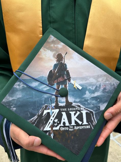 Customized Legend of Zelda graduation cap design. Legend Of Zelda Graduation Cap, Zelda Graduation Cap, Grad Cap Decorated, Graduation Cap Decoration Diy, Cap Decoration, Grad Caps, Geek Crafts, Graduation Cap Designs, Cap Ideas