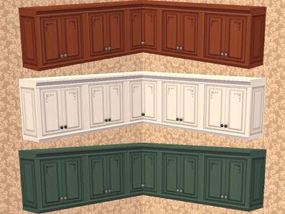 TheNinthWaveSims: The Sims 2 - The Sims 4 Vampires Upper Cabinets Fo... Sims 2 Victorian, Sims 2 Hair, Old Kitchen Cabinets, Ts2 Cc, Play Sims, Contemporary Cabinets, Toddler Beds, The Sims 2, Canvas Storage