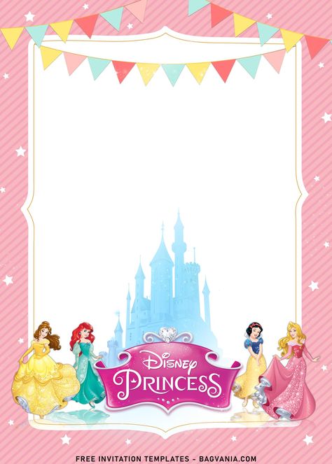 Get 9+ Disney Princess And Castle Birthday Invitation Templates #free #freeinvitation2019 #birthday #disney #invitations #invitationtemplates Disney Princess Birthday Invitations, Disney Princess Invitations Template, Kids Birthday Invitation Template, Disney Princess Background, Disney Princess Theme Birthday Party, Disney Princess Invitations, Princess Birthday Party Invitations, Princess Party Invitations, Disney Princess Theme