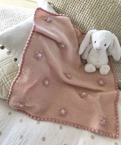 Crochet a fabulous floral baby blanket | LoveCrafts Crochet Baby Blanket Flowers, Pink Baby Crochet Blanket, Crochet Blanket With Flowers, Crochet Gifts Baby, Simple Knit Baby Blanket, Pink And White Crochet Blanket, Flower Crochet Blanket Pattern, Crochet Animal Baby Blanket, Flower Baby Blanket Crochet