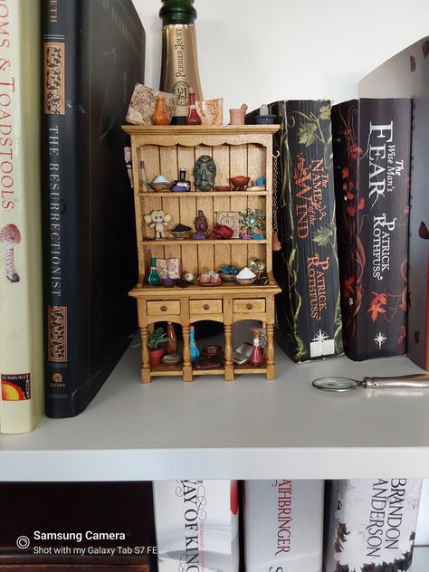 A 3 drawer dollhouse miniature dresser completely filled to the brim with props relating to Skyrim and the Elder Scrolls. Colourful and accurate to the originals. Skyrim Potions, Skyrim Ingredients, Skyrim Miniatures, Skyrim Props, Skyrim Alchemy, Skyrim Decor, Dnd Props, Skyrim Mage, Skyrim Crafts