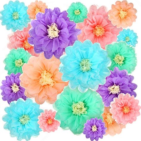 Flower Tissue Paper, Construction Paper Flowers, Mexican Paper Flowers, Princess Theme Birthday Party, Paper Flower Art, Paper Flower Decor, Birthday Party Crafts, Flowers Ideas, Tissue Paper Flowers