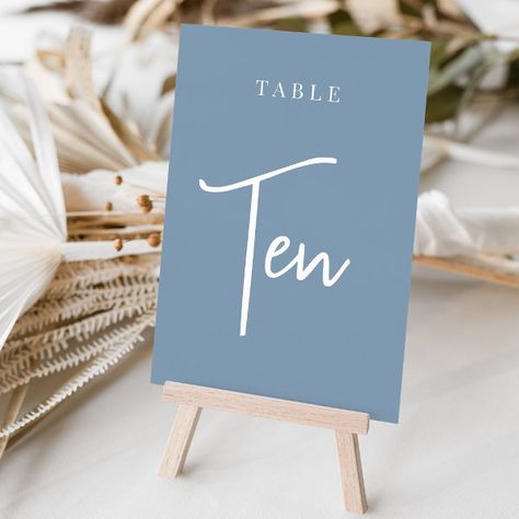 Dusty Blue Hand Scripted Table TEN Table Number Rose Taupe, Eucalyptus Green, Wedding Table Number Cards, Card Table Wedding, Chic Table, Table Number Cards, Green Hand, Script Lettering, Number Cards