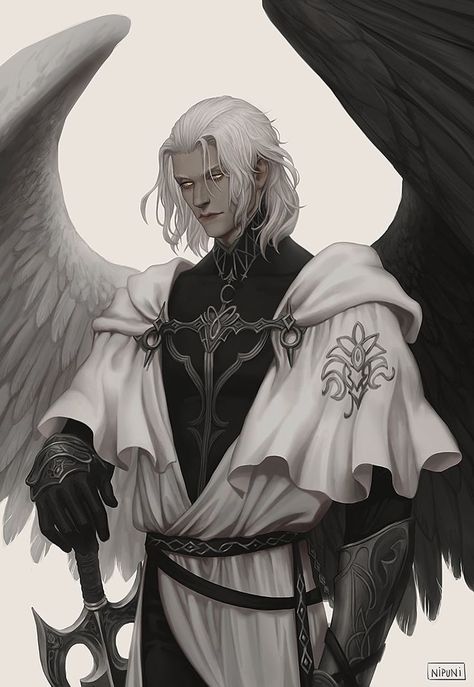 Knight Fantasy Art Male, Lucifer Character Design, Fallen Aasimar Dnd Male, Fallen Aasimar Male, Angel Character Design Male, Fallen Aasimar, Angel Character Design, Angel Spirit, Male Angel