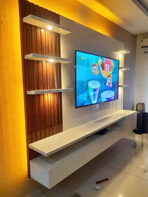 Shelf Designs For Hall, Tv Cabinet Wall Design, Tv Unit Cabinet, Tv Cabinet Design Modern, Tv Wall Ideas, Shelf Designs, Tv Showcase, Sofa Couch Design, Gray Living Room Design