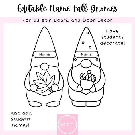 Need a cute way to decorate your door or next Fall bulletin board? Use these adorable Fall gnomes! Type student names (because yes these are editable!) into the template & print! Have your students decorate their gnome and add it to your door or bulletin board! Also available in turkeys too! Want the link? Comment “gnome” and I’ll send it to you! #tpt #tptteachers #sahm #wahm #teachersofinstagram #teacher #teaching #fall #falldecor #gnome #mom #momlife #teacherlife Fall Bulletin Board, Fall Gnomes, Fall Bulletin Boards, Teacher Teaching, Teacher Life, Bulletin Board, Mom Life, Fall Decor, Quick Saves