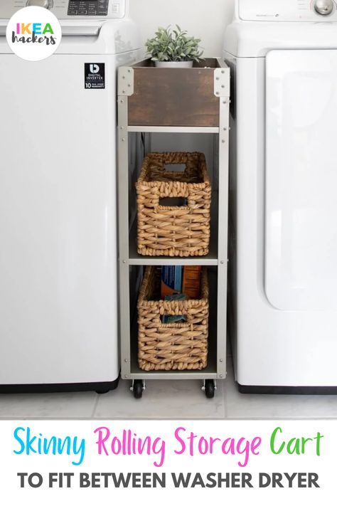 Laundry Shelf Between Washer And Dryer, Cart Between Washer And Dryer, Shelf Between Washer And Dryer, Between Washer And Dryer, Laundry Room Storage Shelves, Small Laundry Room Organization, Room Storage Diy, Laundry Cart, Ikea Ideas