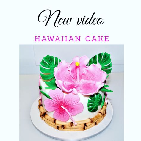 Hawaiian Theme Cakes, Luau Cake, Hawaiian Cake, Inside Cake, Beach Cakes, Hawaiian Theme, Easy Cake Decorating, Fondant Flowers, Theme Cake