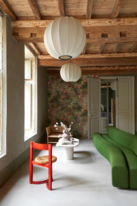 Interior Design Trends 2024: Colour, Curves and a Retro Revival | Homes To Love Tulip Side Table, Three Birds Renovations, Striped Vase, Old Wall, Industrial Buildings, Interior Trend, Interior Design Trends, White Walls, Soft Furnishings