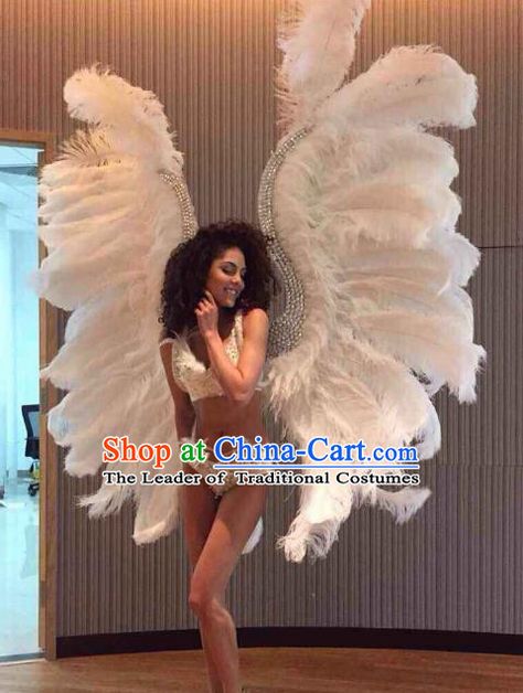 Custom-made Catwalks Props Brazilian Rio Carnival Samba Dance White Feather Deluxe Wings for Women Carnival Wings, Brazilian Carnival Costumes, Brazilian Samba, Samba Dance, Dance Props, Feather Angel Wings, Rio Carnival, Yellow Feathers, Feather Wings