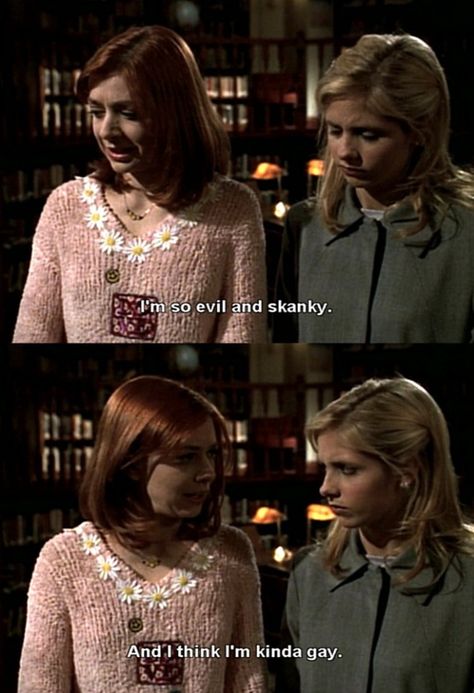 Anya trying to get back her amulet causes alternate universe Willow to come back Vampire Willow, Buffy The Vampire Slayer Funny, Buffy Willow, Buffy Quotes, Willow Rosenberg, Scooby Gang, Btvs Angel, Coming Out Of The Closet, Buffy And Angel