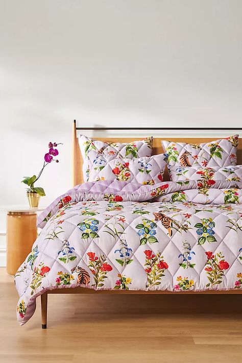 Maeve by Anthropologie Organic Sateen Quilt | Anthropologie Perfect Bedding, Quilted Bedspreads, Garden Inspired, Spring Home, California King, Quilt Bedding, Bedding Shop, New Furniture, Home Collections