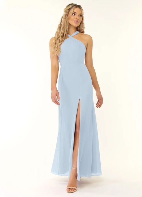 Azazie Sky Blue, Light Blue Bridesmaid Dresses, Sky Blue Bridesmaid Dresses, Bridesmaid Dresses Boho, Floral Bridesmaid Dresses, Halter Bridesmaid Dress, Azazie Dresses, Beautiful Bridesmaid Dresses, Blue Bridesmaid Dress