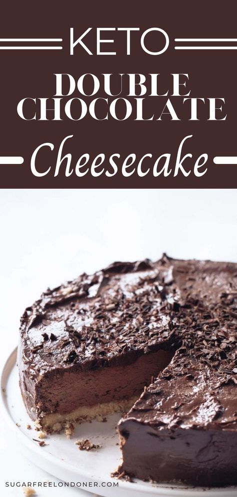 Keto Chocolate Cheesecake, Cheesecakes Recipes, Best Chocolate Cheesecake, Double Chocolate Cheesecake, Easiest Dessert, Cake From Scratch, Postre Keto, Low Carb Cheesecake, Sugar Free Chocolate Chips