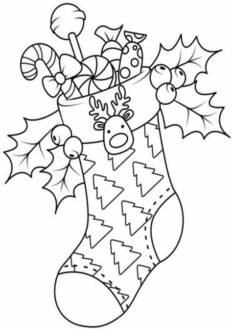 Stocking Coloring Page, Christmas Colouring Pages, Jul Diy, Free Christmas Coloring Pages, Christmas Coloring Sheets, Printable Christmas Coloring Pages, Christmas Coloring Books, Christmas Things, Free Christmas Printables