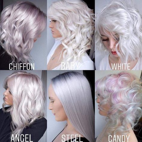 Blonde Icy Hair, Platinum Hair Ideas, White Hair Color Ideas, Icy Hair, Silver Blonde Hair, Icy Blonde Hair, White Hair Color, Silver Blonde, Hair Color Pastel