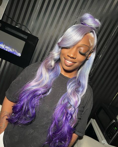 Silk Press Hair, Purple Wig, Natural Hair Community, Celebrity Hair Stylist, Human Virgin Hair, Dope Hairstyles, Body Wave Wig, Hair Stylist Life, Elegant Hairstyles