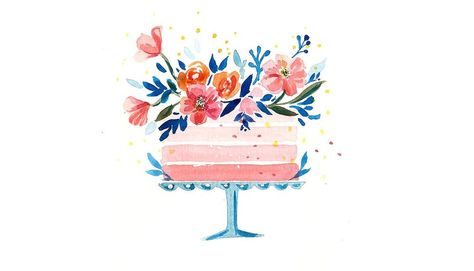 Watercolor Cakes (Sample Project) | Skillshare Student Project Cake Watercolor, Watercolor Cakes, I Feel Guilty, Cake Illustration, Watercolor Birthday Cards, Watercolor Cake, Simple Birthday Cards, Easy Birthday, Hand Painted Card