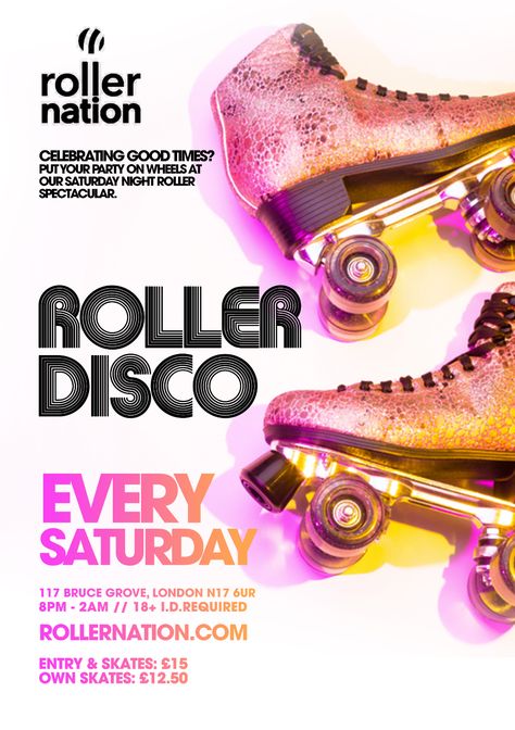 Disco Roller Skating Aesthetic, 70s Roller Rink, Roller Skate Disco, 70 Disco, Roller Disco Party Invitation, Disco Roller Skating, Jam Roll, Disco Night, Urban Music