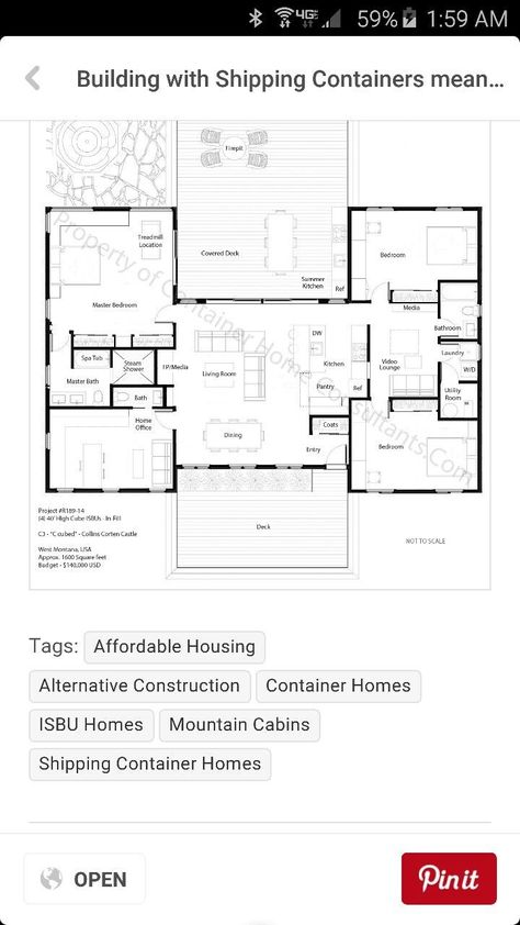 U Shape Building Architecture, U Shaped House Plans With Pool In Middle, H Shaped House Plans, U Shaped House Plans, U Shaped Houses, Shaped House, Little House Plans, Pool House Plans, Shipping Container House Plans