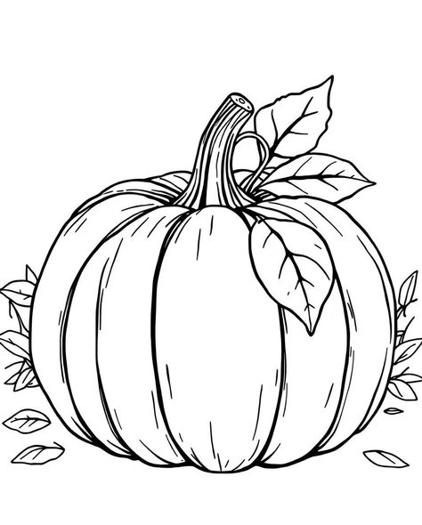 Autumn Line Drawing, Fall Coloring Sheets For Adults, Autumn Pencil Drawing, Adult Fall Coloring Pages, Simple Halloween Coloring Pages, Color In Drawings, Fall Pumpkin Drawing, Drawing Ideas Autumn, Easy Fall Coloring Pages