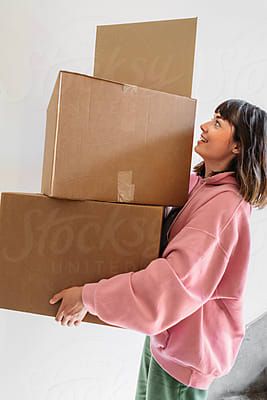 "Man With Cardboard Boxes" by Stocksy Contributor "Studio Firma" - Stocksy Moving Photos, Box Studio, Room Refresh, Slim Girl, Moving Boxes, Better Days, Photography Branding, Cardboard Box, Art Project