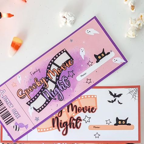 Spooky Movie Night, Movie Night Tickets, Printable Tickets, Cinema Experience, Spooky Movies, Movie Night, Popcorn, Get Ready, Etsy Shop