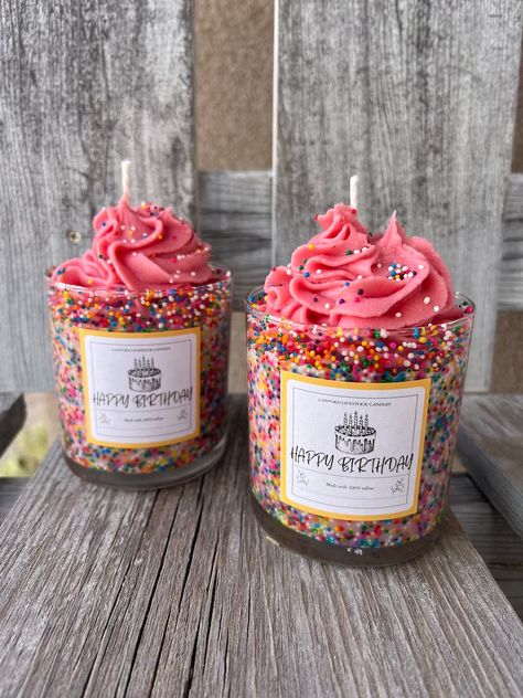 Whipped Candle Happy Birthday Tallow Candle Soy Candle - Etsy New Years Candles, Candles That Look Like Food, Birthday Candle Ideas, Candle Making Aesthetic, Candle Business Ideas, Cute Candles Aesthetic, Whipped Wax Candles, Girly Candles, Whipped Candle