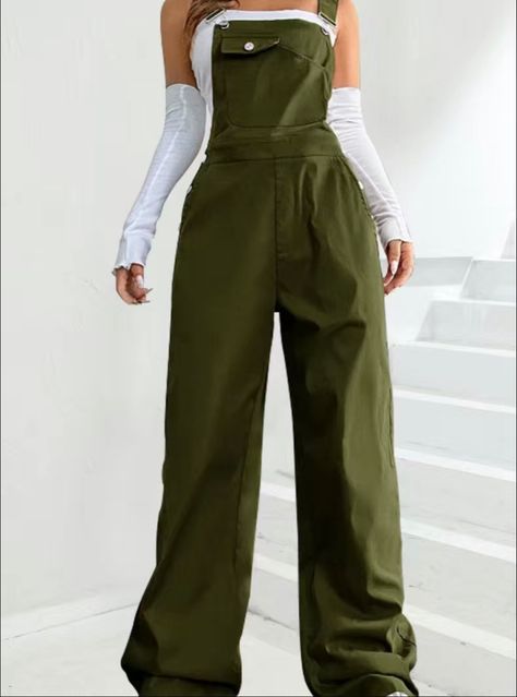 #fashion #nice #confy #armygreen #green #jumpsuit #overalls Green Overalls Outfits, Green Overalls, Overalls Outfits, Green Jumpers, Jumper Pants, Green Jumpsuit, Denim Overalls, Army Green, Overalls