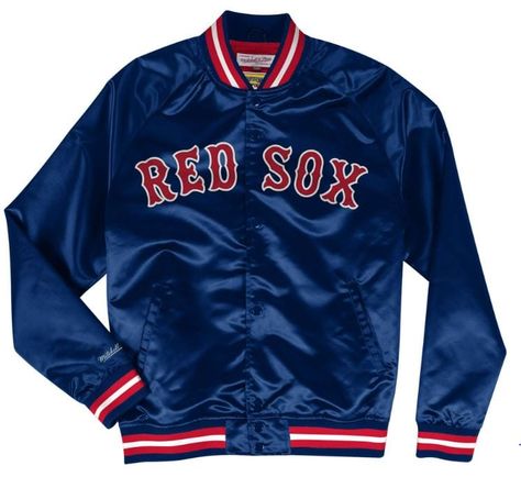 Mitchell & Ness Jacket Boston Red Sox Mitchell & Ness Navy Lightweight Satin Jacket Blue Varsity Jacket, Varsity Jacket Men, Light Weight Jacket, Satin Jacket, Detroit Pistons, Satin Jackets, Well Groomed Men, Plus Size Activewear, Preschool Outfits