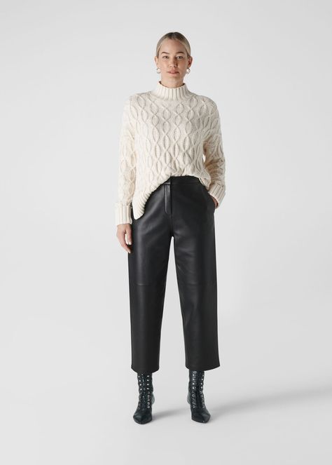 Leather Trousers Outfit, Fall Work Outfit, Cropped Pants Outfit, Leather Shirt Dress, Fall Boots Outfit, Trousers Outfit, Work Outfit Ideas, Best Leather, Fall Pants