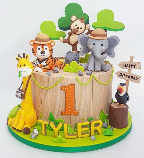 Celebrate with Cake Jungle Birthday Cakes, Jungle Cakes, Jungle Theme Cakes, Red Birthday Cakes, Jungle Theme Birthday Party, Animal Birthday Cakes, Jungle Theme Birthday, Jungle Cake, Safari Cakes