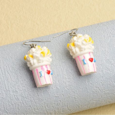 Popcorn Drop Earrings Cute Funky Crazy Earrings, Snake Design, Earrings Cute, Shell Earrings, Butterfly Earrings, Cuff Earrings, Screw Back Earrings, Silver Earrings Dangle, Wedding Earrings