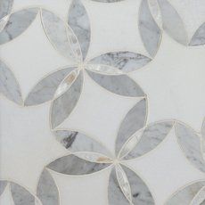 Dahlia II Thassos Mother of Pearl Waterjet Mosaic Waterjet Mosaic Tile, Waterjet Marble, Tile Spacers, Polished Porcelain Tiles, Basement Bathroom, Marble Mosaic, Tile Installation, Marble Colors, Water Jet