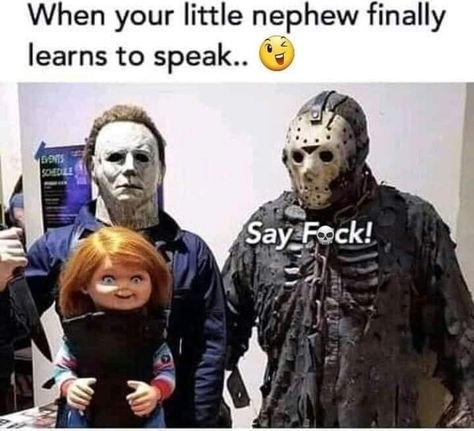 Horror Memes, Horror Movies Funny, Halloween Memes, Scary Movie Characters, Horror Villains, Horror Stuff, Slasher Movies, Horror Movie Icons, Funny Horror