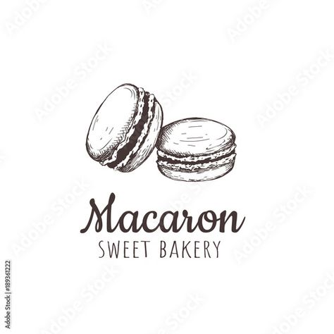 Macaron Sweet, Sweet Bakery, Hand Drawing, Travel Tattoo, Macaroons, Macaroni, Adobe Stock, Macarons, Drawing Sketches