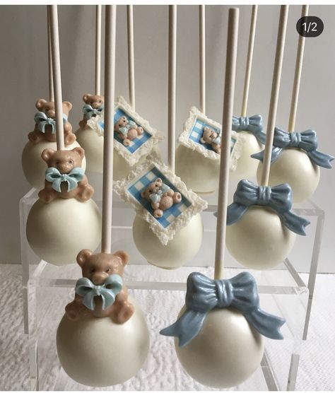 Cake Pop Baby Shower Boy, Cake Pops Baby Shower Boy, Teddy Bear Cakepops, Teddy Bear Cake Pops, Bear Cake Pops, Teddy Bear Birthday Cake, Bear Baby Shower Cake, Baby Shower Sweets, Bear Baby Shower Theme