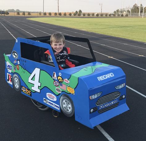 Kevin Harvick NASCAR race car Wheelchair Halloween Costume Wagon Race Car Costume, Race Car Wagon Halloween, Race Car Costume, Stroller Costume, Nascar Costume, Car Costume, Nascar Race Cars, Car Party, Race Car Party