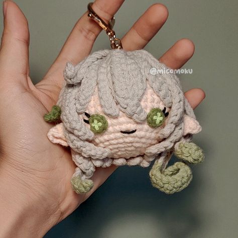 Nahida Genshin Impact, Genshin Impact Keychain, Keychain Amigurumi, Crochet Tutorial Pattern, Quick Crochet Patterns, Crochet Keychain Pattern, Pola Amigurumi, Crochet Design Pattern, Kawaii Crochet