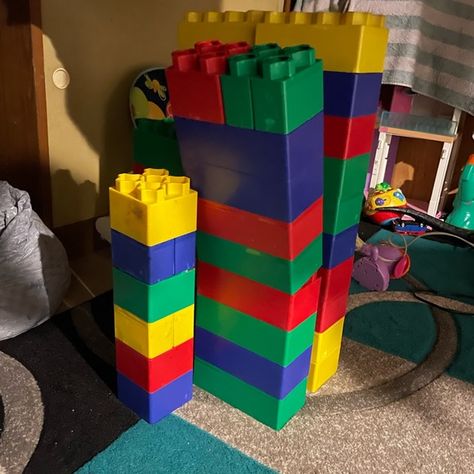 Giant Lego Lego Party Decorations, Lego Building Blocks, Lego Party, Lego Building, Bedroom Makeover, Building Blocks, Eye Candy, Lego, Party Decorations