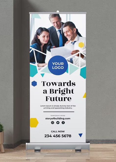 Event Promotion Roll-Up Banner Template INDD Event Roll Up Banner, Pop Up Banner Design, Pull Up Banner Design, Rollup Design, Standing Banner Design, Rollup Banner Design, Conference Banners, Roll Banner, Pop Up Banner