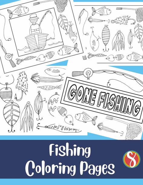 Free Fishing Coloring Pages — Stevie Doodles Fishing Doodles, Fishing Coloring Pages, Fish Printables, Name Coloring Pages, Printable Flower Coloring Pages, Fish Coloring Page, Maps For Kids, Kids Fishing, Colouring Printables