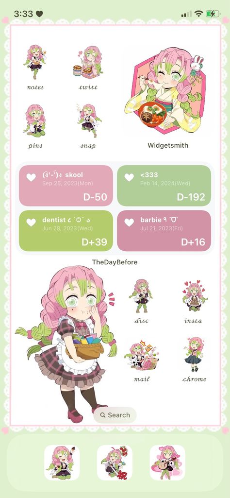 • demon slayer homescreen • iPhone dark vs light mode • chibi version Demon Slayer Iphone Layout, Demon Slayer Phone Layout, Demon Slayer Themed Phone, Mitsuri Phone Theme, Demon Slayer Homescreen Layout, Demon Slayer Phone Theme, Demon Slayer Homescreen, Custom Iphone Homescreen, Demon Slayer App Icons