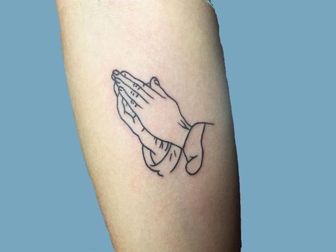 250 Impressive Praying Hands Tattoo Designs with Meanings (2023) - TattoosBoyGirl Hands Praying Tattoo, Small Praying Hands Tattoo, Pray Hands Tattoo, Praying Hands Tattoo Stencil, Praying Hands Tattoo Design Ideas, Tattoo Praying Hands, Gods Hands Tattoo, Tattoo Of Hands, Praying Tattoo