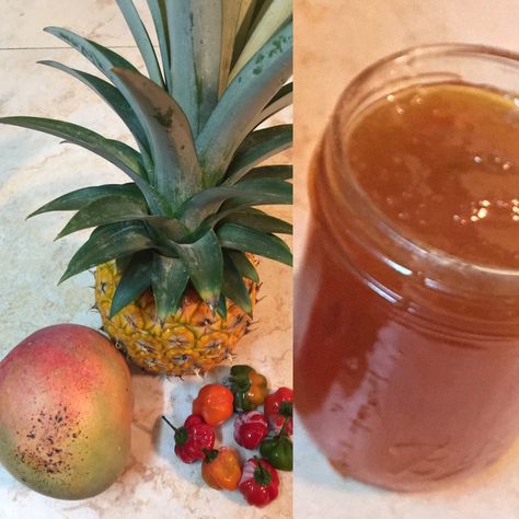 Pineapple Mango Habanero Jam Mango Habanero Jam Recipe, Mango Habanero Jam, Caramel Apple Jam Recipe, Habanero Jelly Recipe, Habanero Jam, Pineapple Jam Recipe, Peach Jam Recipe, Mango Jam, Pineapple Jam