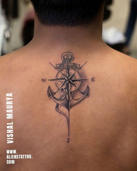 Anchor Back Tattoo, Steampunk Tattoos, Compas Tattoo, Anchor Compass Tattoo, Tatuaje Trash Polka, Steampunk Tattoo, Anchor Tattoo Design, Anker Tattoo, Compass Tattoo Design