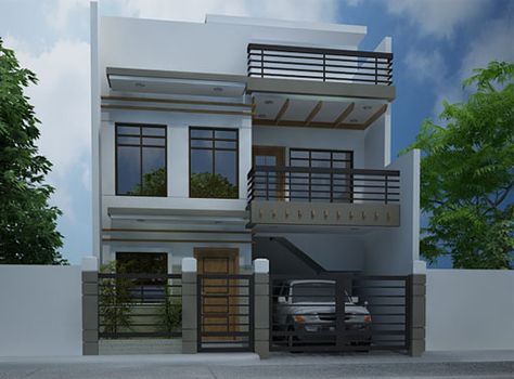 Modern House Designs Series MHD-2012007 | Pinoy ePlans - Modernos diseños de la casa, Diseños pequeña casa y más! House Small Modern, Small House Designs, Small House Design Philippines, Philippines House Design, Narrow House Designs, Philippine Houses, Two Story House Design, Modern Minimalist House, 2 Storey House Design