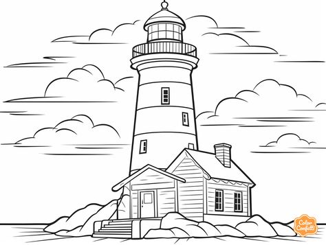 illustration of Lighthouse scenes for coloring Lighthouse Coloring, Lighthouse Clipart, Mandala Turtle, Coloring Page For Adults, Cool Coloring Pages, Fantasy Fairy, Coloring Sheets, Book Pages, Adult Coloring Pages